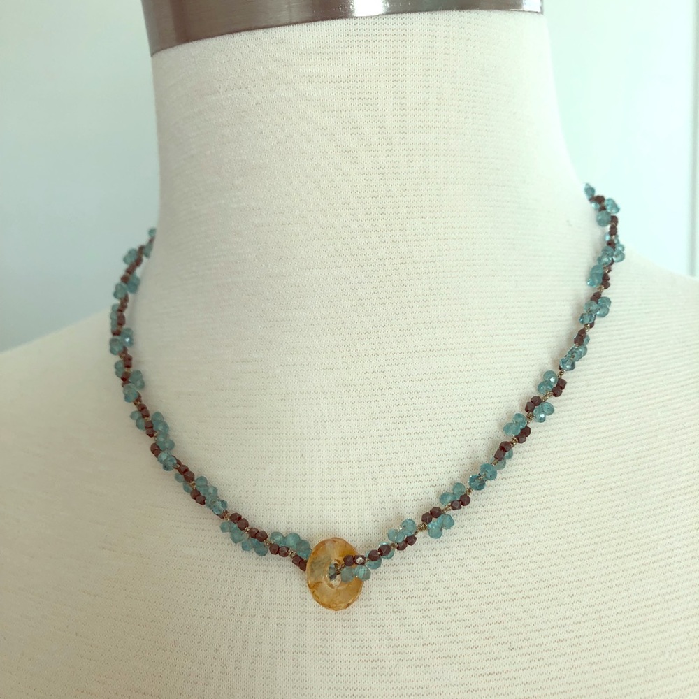 Crocheted Semi precious stone necklace